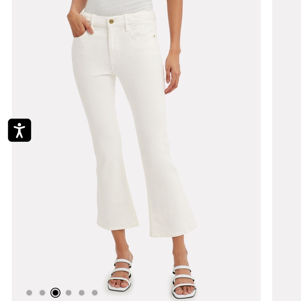 FRAME Denim Le Crop Braided Waist Mini Bootcut Jeans in White